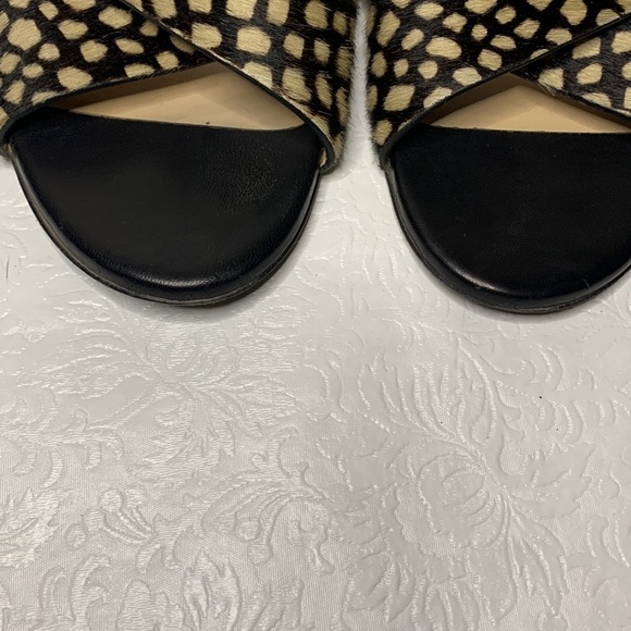 Jenni Kayne Ponyhair Black Honey Giraffe Print Cross-over Slide Sandals EU40 - Picture 4 of 5